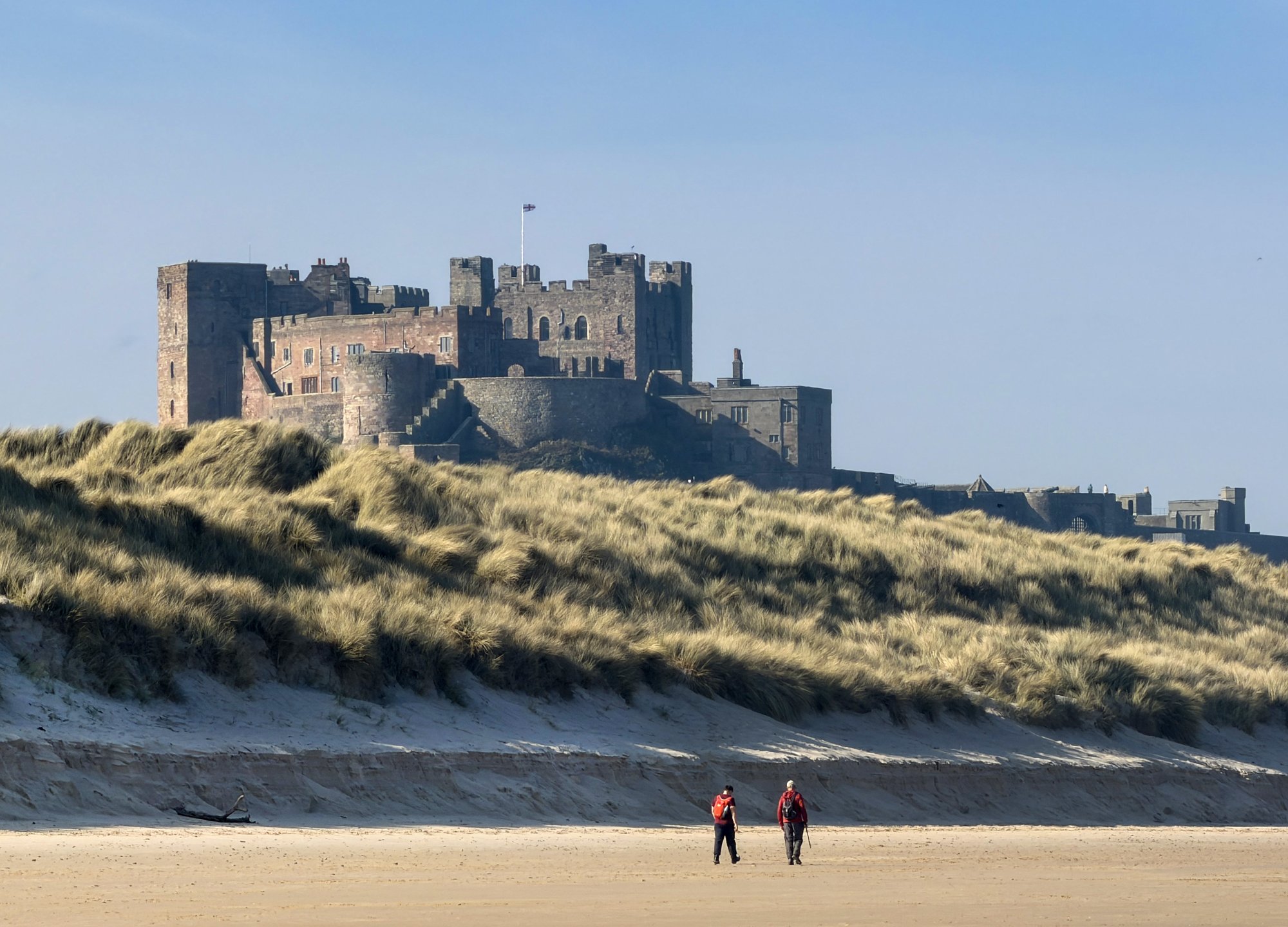 Bamburgh Castle in the Spring sunshine