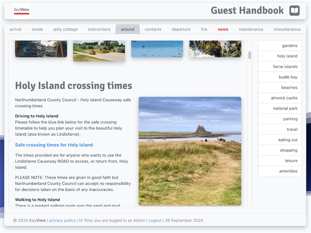 BayView guest handbook image