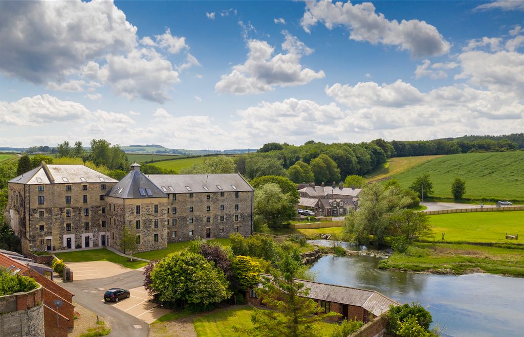 Waren Mill and Burn aerial view