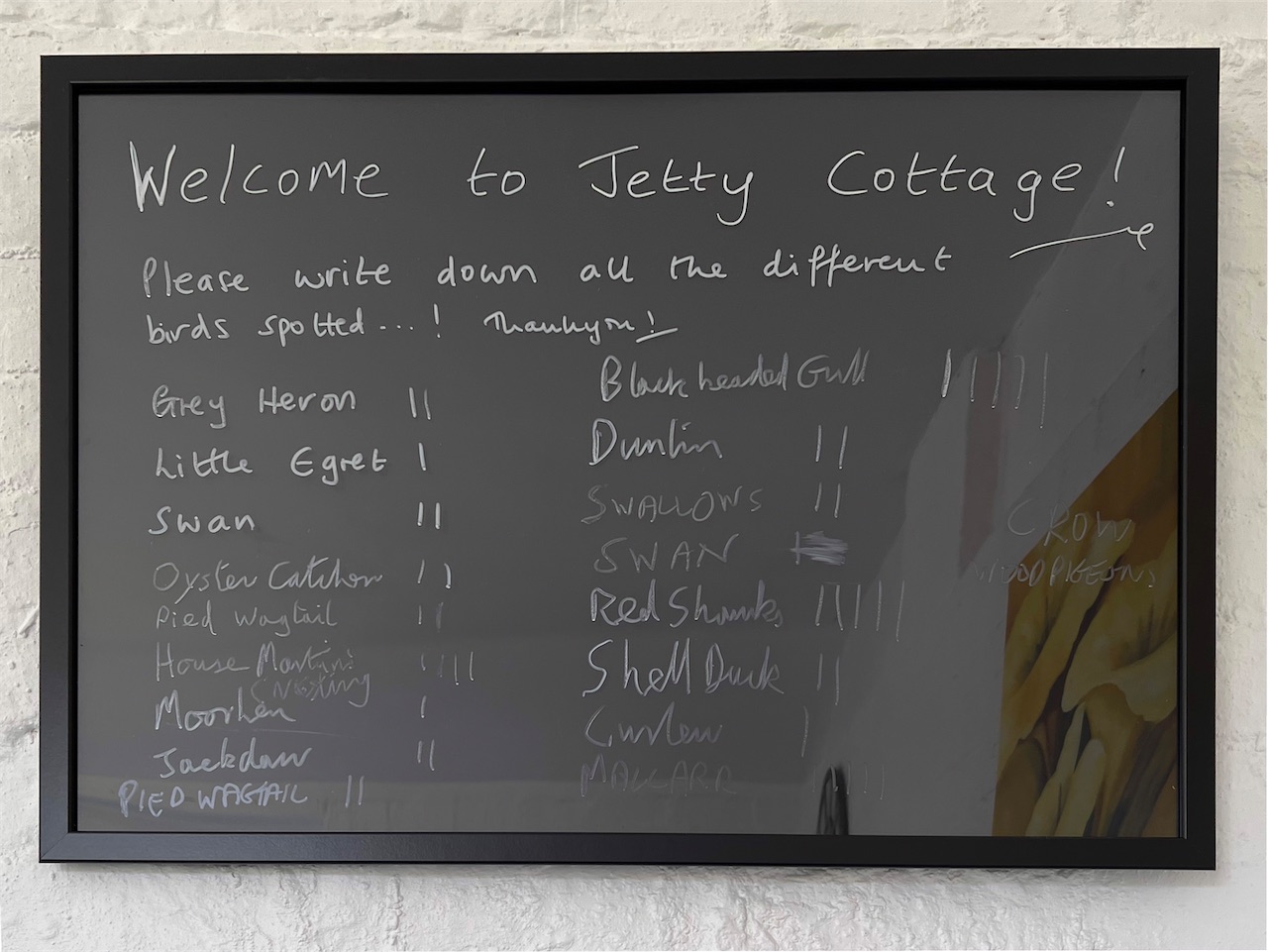 BayView Jetty Cottage bird spotting board